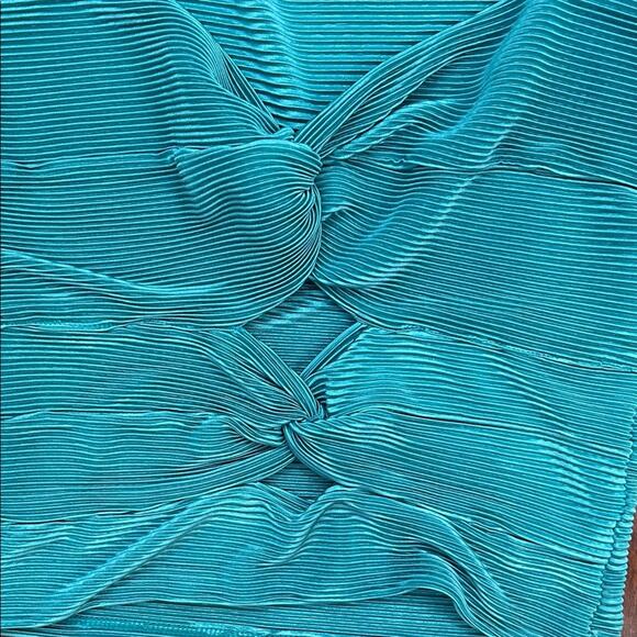 Free People Leah Twist Top in Pleated Teal Fabric, Size Large - Picture 7 of 14